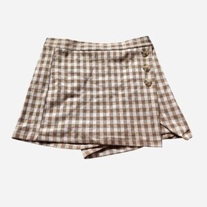 Brown and White Paid Skirt with Button Detail, NWT!